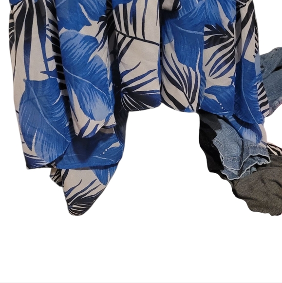 Lane Bryant Asymmetrical Tiered Blue and White Lined Maxi Sundress Size 24 pt 26 - Picture 3 of 5